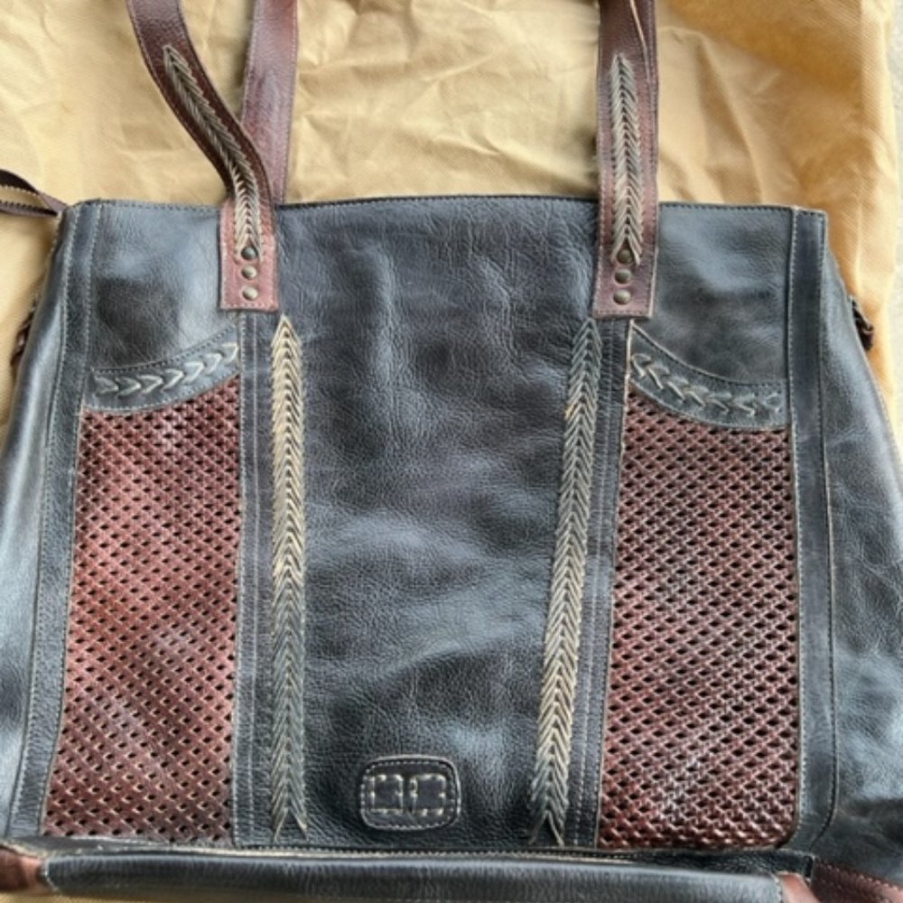 NWT Bed Stu Amelie Black Teak Rustic Bag